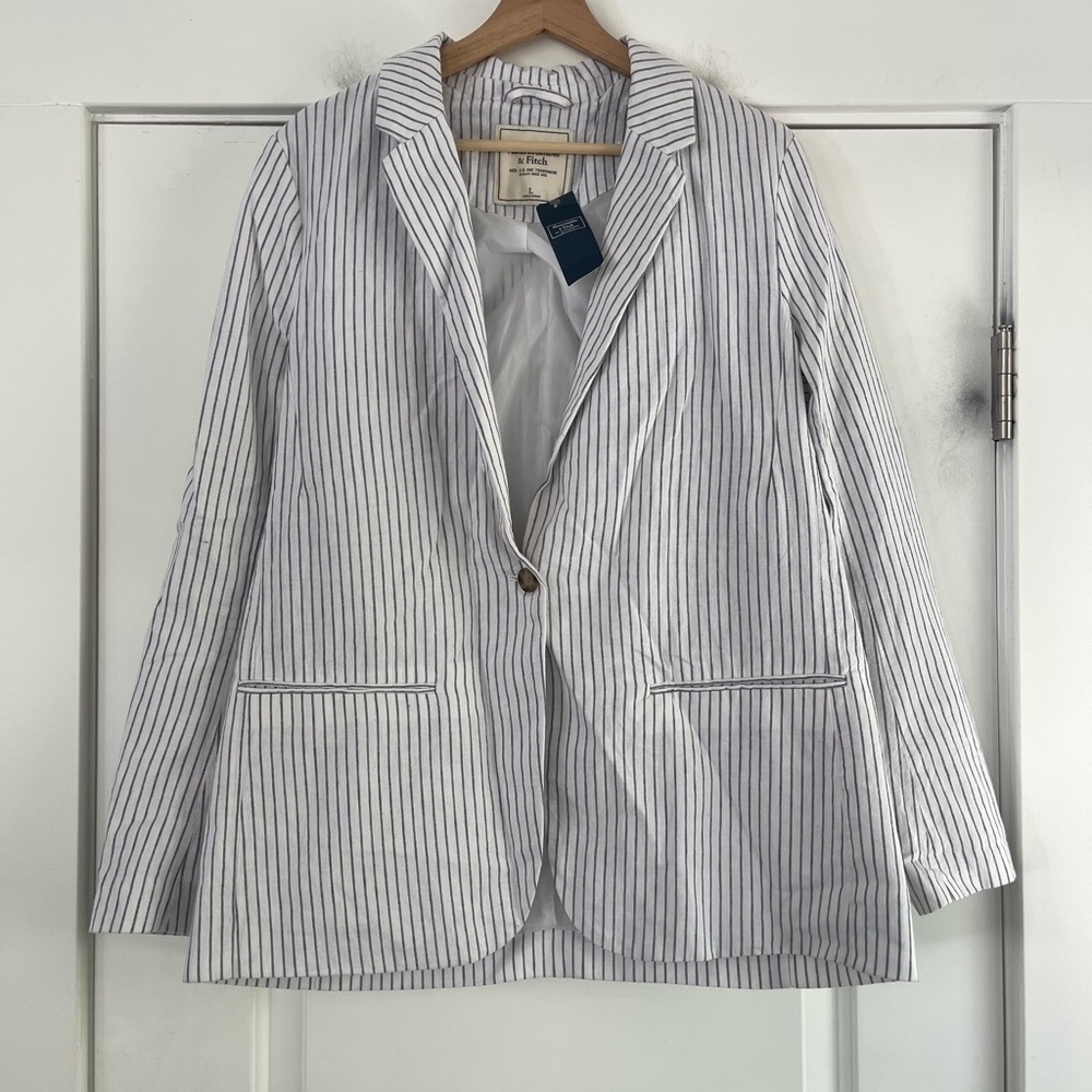 Abercrombie & Fitch Linen Striped Blazer - L